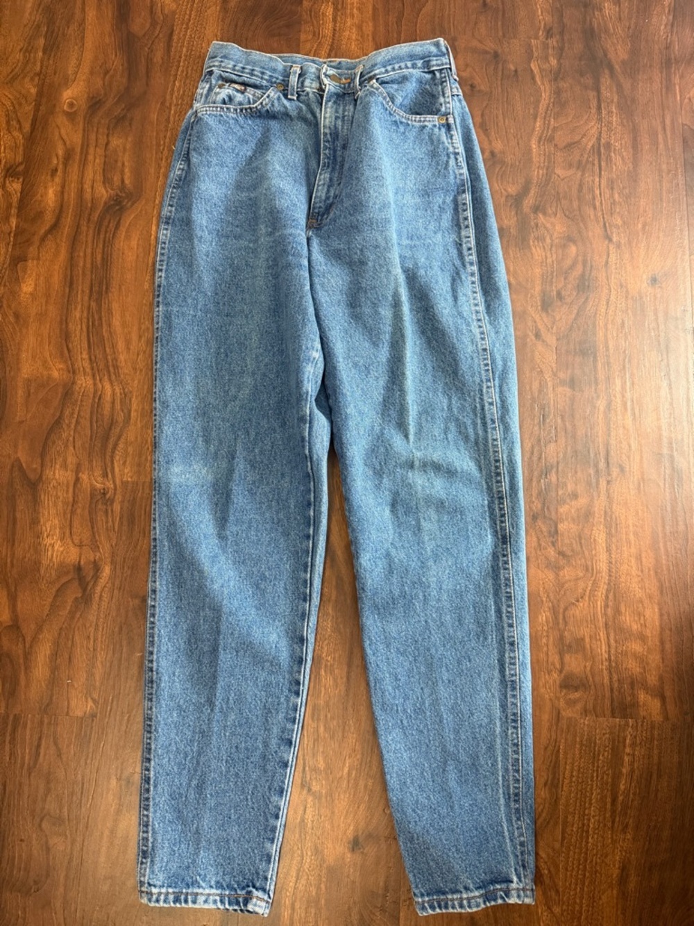Chic Vintage High-Rise Straight Leg Blue Denim Jeans